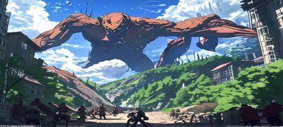 日本动漫《进击的巨人》最终章剧场版画面，宏大战争场景，日韩在线动漫专区高清收录